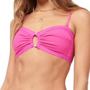 NWT L*SPACE RIBBED MAYA BIKINI TOP Pink Sz XS